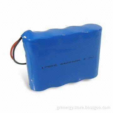 Lithium-ion 17500 Rechargeable Battery with 0.5C Charge Current, 3.7V Voltage, 4,400mAh Capacity